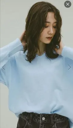 ふわふわHugmeVネックプルオーバーGLOBAL WORK ライトブルー M