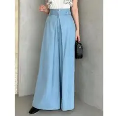 【新品未使用】 dazzlin センターパーツホックワイドパンツ ブルー M