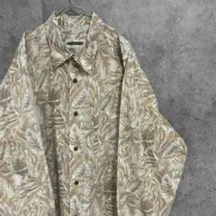 90S vintage 長袖　柄シャツ　メンズL 古着　個性派　奇抜
