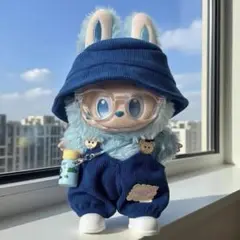 labubu洋服　ぬいぐるみ着17cm 可愛い　着せ替え服　5点セット　ブルー