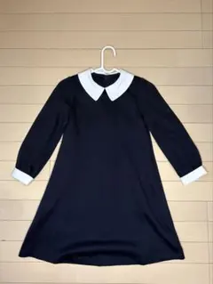 【130cm】ネイビーとホワイトの襟付きドレス