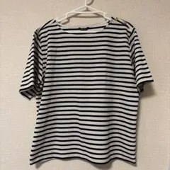 Reina Hoshi ボーダー 半袖 カットソー ゴールドボタン