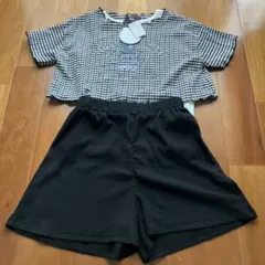 ギンガムチェックTシャツとショートパンツセット　セットアップ