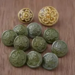統制陶器ボタン 10+2個 学生服 戦時代用品　桜 レトロ /SN140