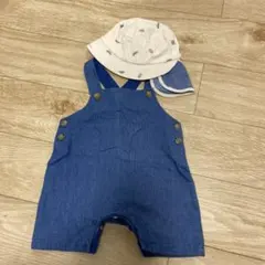 petit main デニムロンパース 70サイズ 帽子付き