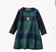 美品★現行品★120cm familiar チェックニット長袖ワンピース ニットワンピース ワンピース レディース ロング 長袖 送料無料