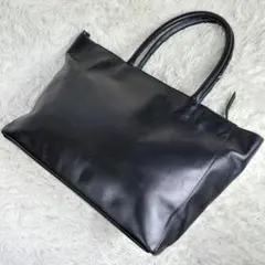 美品 グリーンレーベルリラクシング 本革 レザー 大容量 トートバッグ ブラックのサムネイル