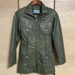 Carrie Hutton オリーブグリーン レザーコート