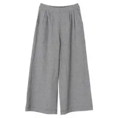 ベルギーリネンブレンド ワイドパンツ　ギンガムチェック　ショコラフィネローブ