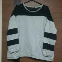 シースルー袖ボーダートレーナー