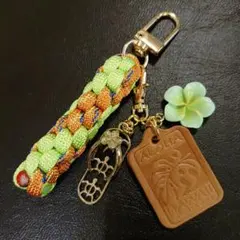 ②ハワイアン チャーム プルメリア モンステラ ホヌ　パラコード キーホルダー