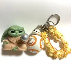 BB8 ポップコーン　キーホルダー　スターウォーズ　グローグー　フィギュア　2点のサムネイル