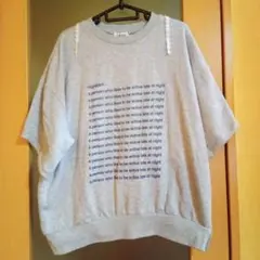 FLASH BLUE★ドロップショルダー★五分袖Tシャツ★グレー★半袖トレーナー