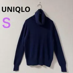 【ユニクロ】UNIQLO オフタートルネックセーター カシミア　ネイビー　S
