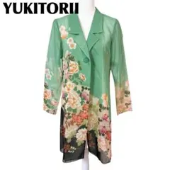 【美品】YUKI TORII 春夏 着物 長袖レースロングシャツジャケット 花柄のサムネイル