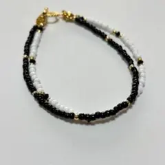 106.白黒ビーズの2連ネックレス