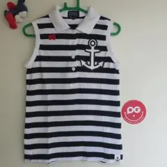 PEARLY GATES ストライプ ノースリーブポロシャツ