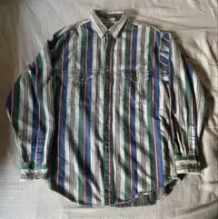 【アメリカ製】　エディバウアー　ネルシャツ　ストライプシャツ