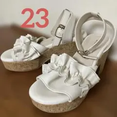 【美品】✨MAJESTIC LEGON✨フリル付きホワイトサンダルM