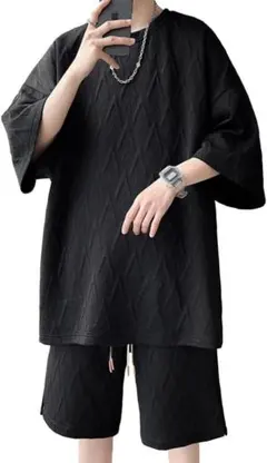 セットアップ メンズ Tシャツ スウェット ジャージ 半袖 半ズボン M