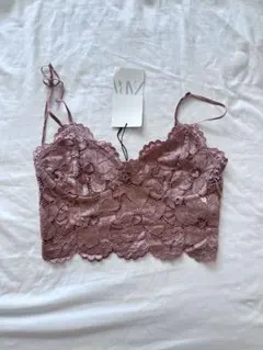 未使用　ZARA レースキャミソール S ローズピンク