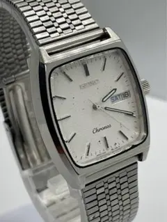 SEIKO Chronos メンズ 腕時計 シルバー文字盤 タンク 스퀘어