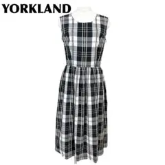 YORKLAND ノースリーブワンピース 黒×白 チェック