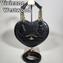 美品✨ヴィヴィアン ハンドバッグ ハート クロコ型押し 金オーブ 黒 チェーン