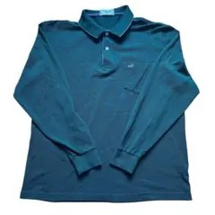 クロコダイル 緑色 長袖ポロシャツ ダークグリーン