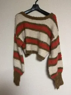 セーター　ニット　ボーダー　ダブルクローゼット　オレンジ