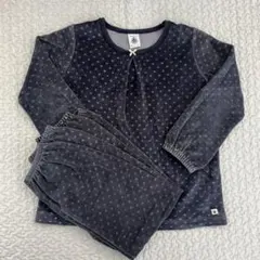 プチバトー ベロア ドット柄パジャマセットアップ 5ans/110cm