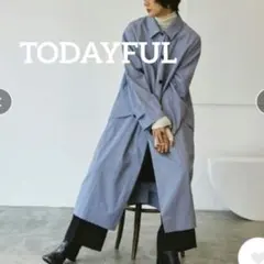 TODAYFUL ウォッシュトレンチコートブルー ロング丈 トゥデイフル