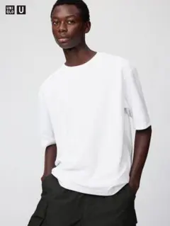新品未使用ユニクロ　エアリズムコットンオーバーサイズTシャツ/5分袖Lサイズ