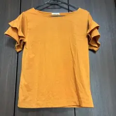 OPAQUE.CLIP オレンジ フリル袖 半袖Tシャツ　M
