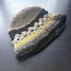 クロシェハット　バケットハット　ニット帽　かぎ編み帽子　ハンドメイド