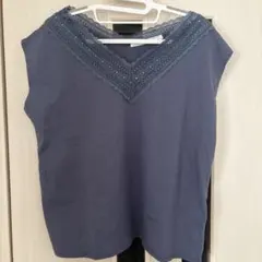 PAGEBOY ネイビーレース付き半袖Tシャツ