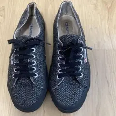 SUPERGA スニーカー 40 黒ツイードスペルガ ヘリンボーンのサムネイル