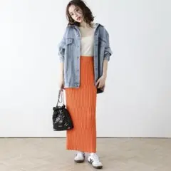 美品　AMELY リブニットスカート タイトスカート　ロングスカート　夏スカートのサムネイル