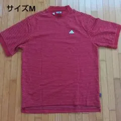 adidas CLIMLITE 赤 ストライプシャツ半袖　M