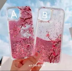 【さくら咲くiphone16,iphone15ケース】ラメグリッター＊新品＊桜＊