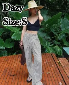 【美品】Dazy ストライプ ワイドパンツ リラックスパンツ 黒白 Sサイズ