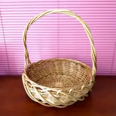 ナチュラル　天然ラタン　大きい　カゴ　ワンハンドル　バスケット パニエ　篭