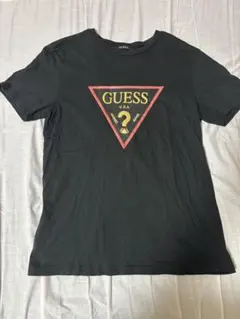 【定番】GUESS ゲス トライアングル ゴールド ロゴ Tシャツ ブラック Lのサムネイル