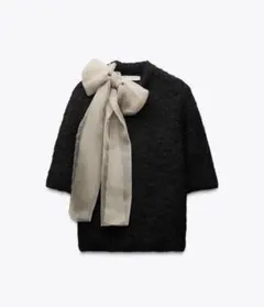 ZARA　オーガンザリボンニットトップス　Sサイズ