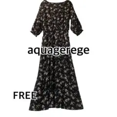 美品✨aquagarage アクアガレージ 花柄ロングワンピース ウエストゴム