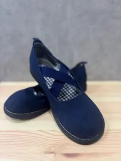 familiarファミリア♡バレエシューズ22.0cm セレモニーに！紺色 上品
