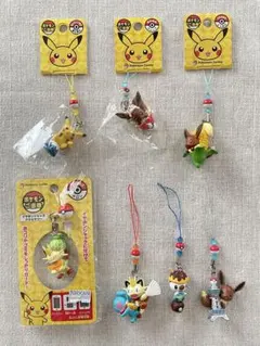 レア】ポケモン 4連ストラップ ピカチュウ キモリ ゴンベ モンスター