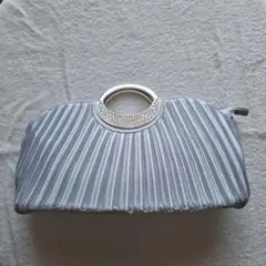 シルバー プリーツデザイン パーティーバッグ2wayクラッチバッグ