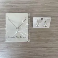 パール　一粒パール　ネックレス　イヤリング　セット　シルバーフォーマル