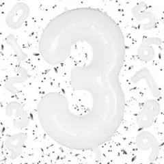 数字バルーン 「 3 」 ホワイト 40インチ 大きいサイズ 誕生日 月齢フォト